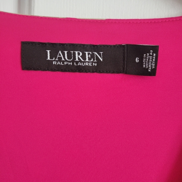 Lauren Ralph Lauren Black Label Womens Pink Floral V-Neck Stretch Dress Size 6 - Picture 3 of 5
